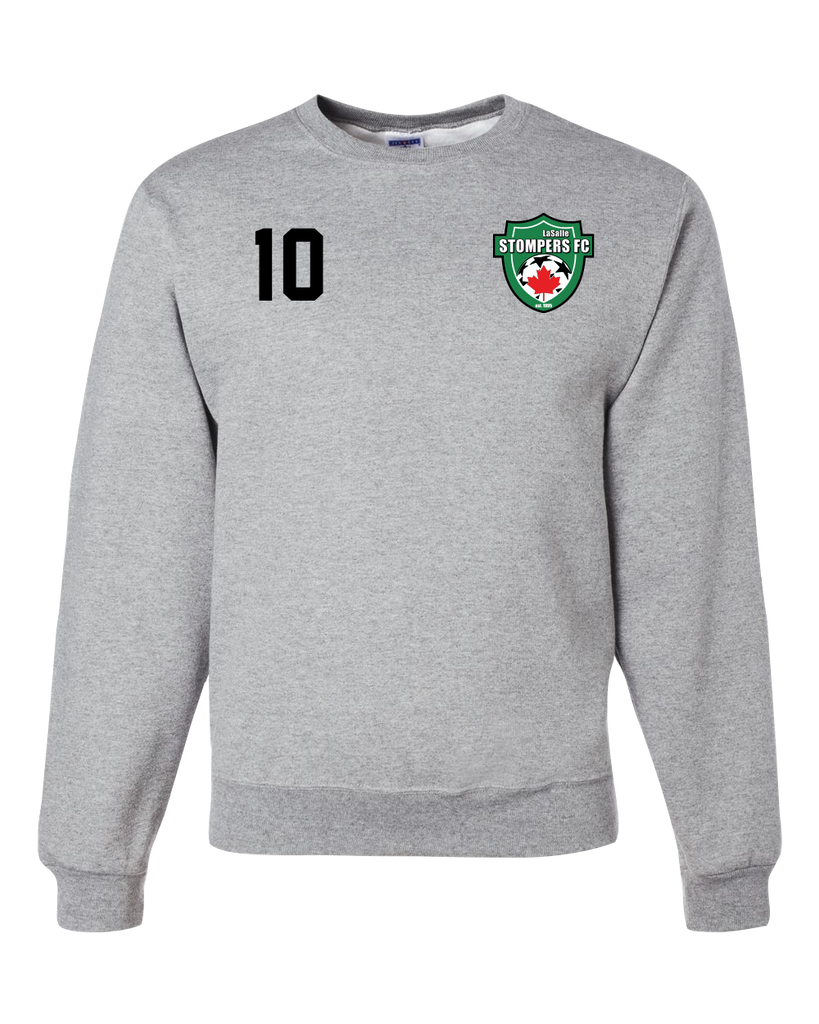 LaSalle Stompers Crest Adult Crewneck Sweatshirt with Printed Left Chest Logo & Player Number