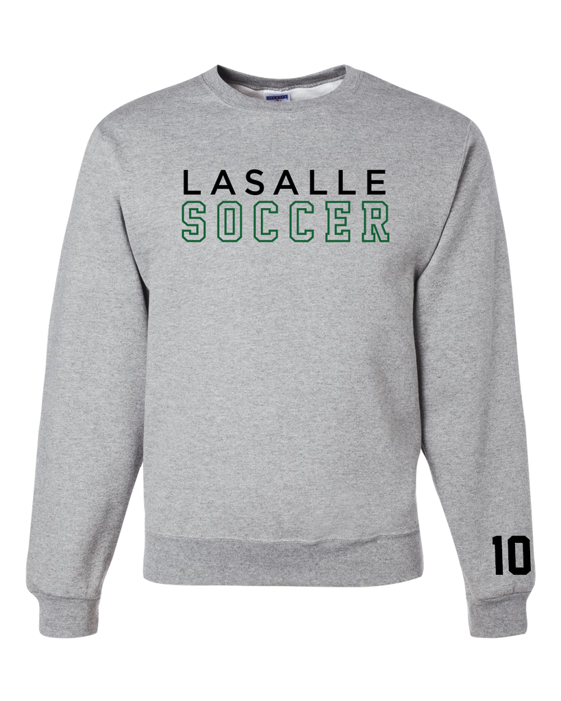 LaSalle Soccer Adult Crewneck Sweatshirt with Printed Logos Front/Back & Player Number