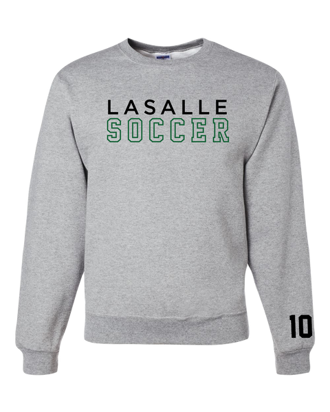 LaSalle Soccer Adult Crewneck Sweatshirt with Printed Logos Front/Back & Player Number