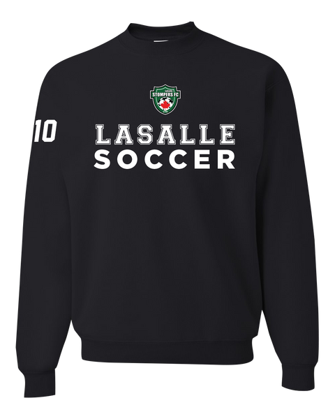 LaSalle Soccer & Stompers Crest Adult Crewneck Sweatshirt with Printed Logo & Player Number
