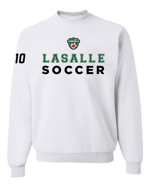 LaSalle Soccer & Stompers Crest Adult Crewneck Sweatshirt with Printed Logo & Player Number