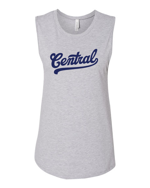 "Central" Ladies Jersey Muscle Tank with Printed Logo