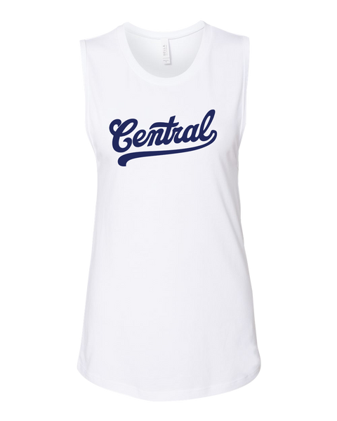 "Central" Ladies Jersey Muscle Tank with Printed Logo