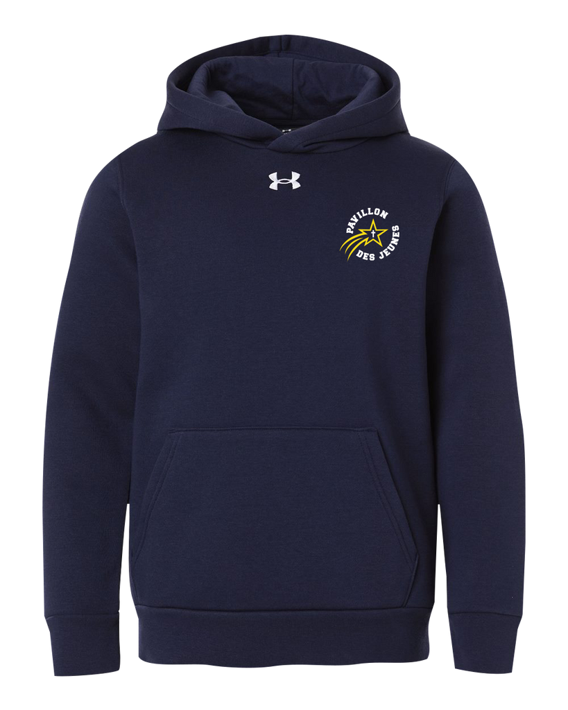 Pavillon Des Jeunes Youth Under Armour® Fleece Hooded Sweatshirt with Embroidered Logo