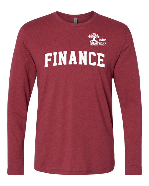 "Finance" John McGivney Adult Long-Sleeve T-Shirt with Printed Logo