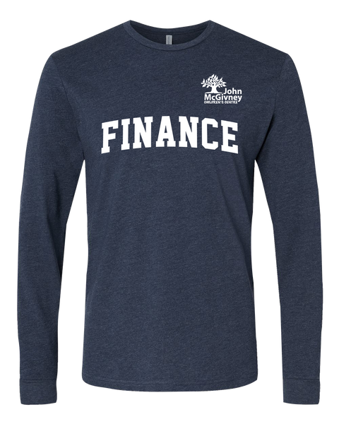 "Finance" John McGivney Adult Long-Sleeve T-Shirt with Printed Logo