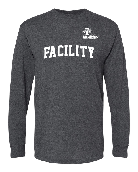 "Facility" John McGivney Adult Long-Sleeve T-Shirt with Printed Logo