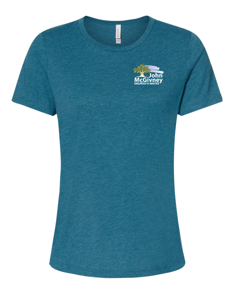 John McGivney Ladies Relaxed Fit Heather Tshirt with Printed Logo