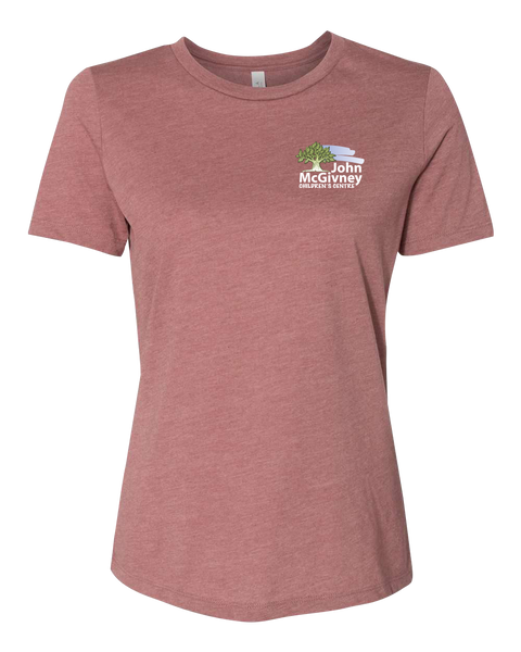 John McGivney Ladies Relaxed Fit Heather Tshirt with Printed Logo