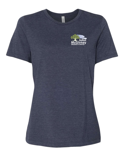 John McGivney Ladies Relaxed Fit Heather Tshirt with Printed Logo