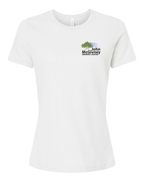 John McGivney Ladies Relaxed Fit Heather Tshirt with Printed Logo