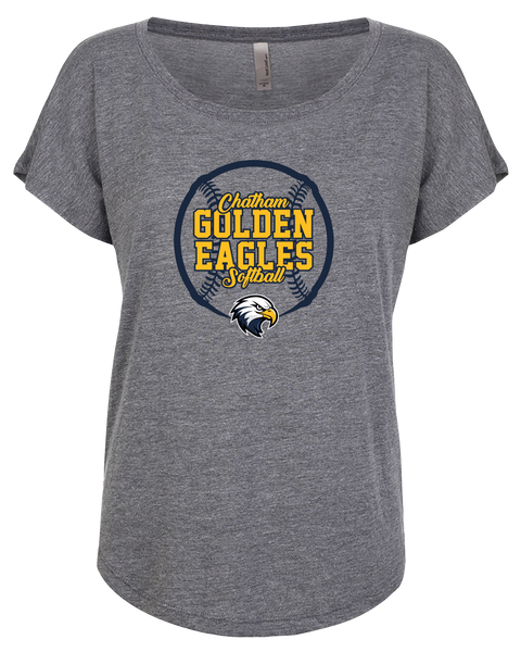 Chatham Golden Eagles Softball Ladies Triblend Dolman with Printed Logo