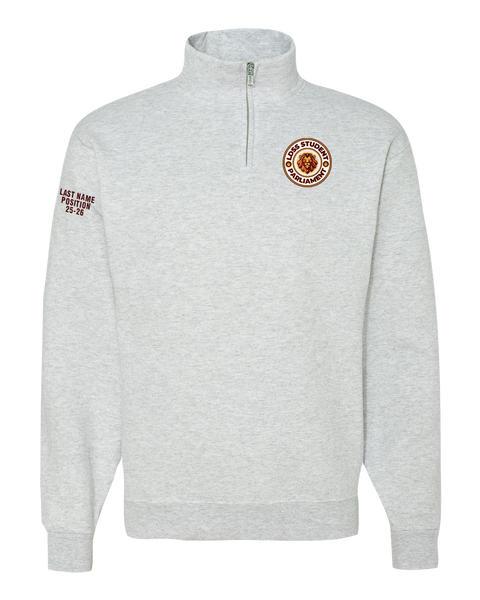LDSS Student Parliament Adult Cadet Collar Quarter-Zip Sweatshirt with Left Chest Embroidered Logo