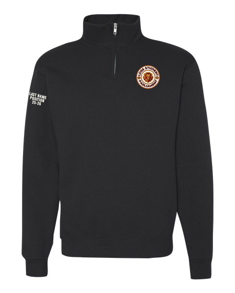LDSS Student Parliament Adult Cadet Collar Quarter-Zip Sweatshirt with Left Chest Embroidered Logo