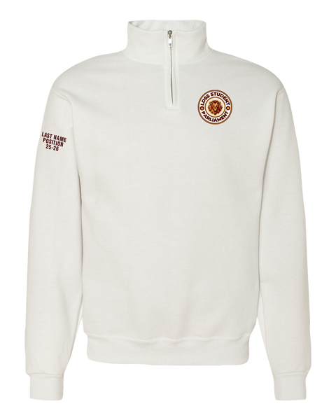LDSS Student Parliament Adult Cadet Collar Quarter-Zip Sweatshirt with Left Chest Embroidered Logo
