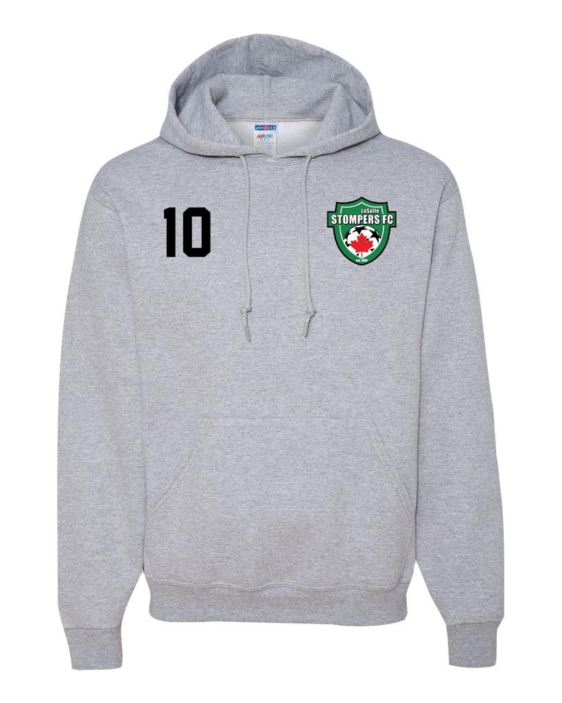 LaSalle Stompers Crest Adult Hooded Sweatshirt with Printed Left Chest Logo & Player Number