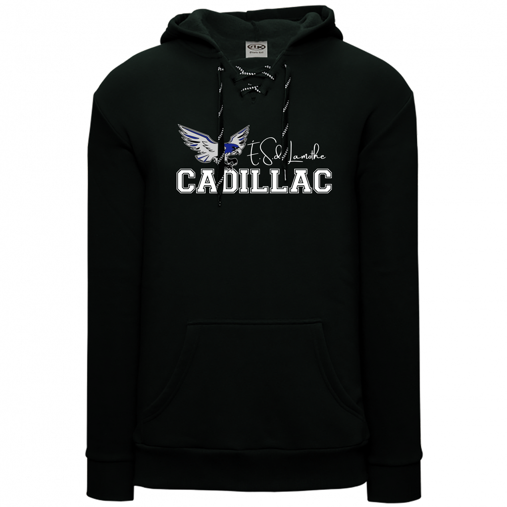 Lamothe-Cadillac Adult Lace Hoodie with Printed Logo