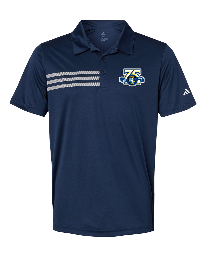 Caboto Soccer Club 75th Anniversary Mens' Adidas® 3-Stripes Chest Polo with Printed Logo