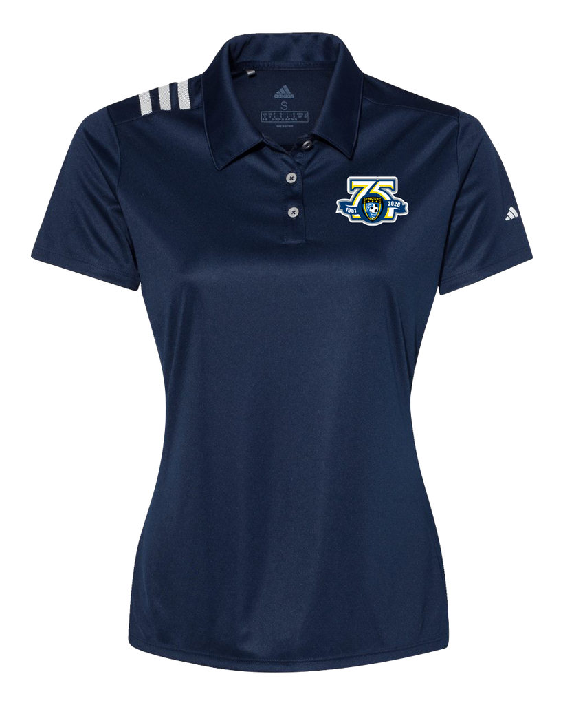 Caboto Soccer Club 75th Anniversary Ladies' Adidas® 3-Stripes Chest Polo with Printed Logo
