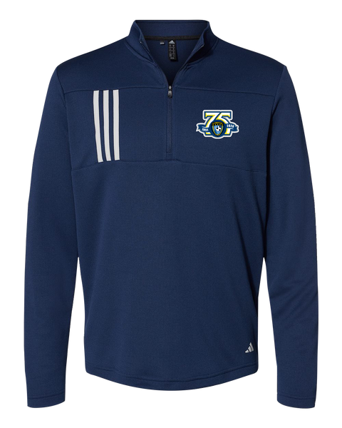Caboto Soccer Club 75th Anniversary Mens' Adidas® 3-Stripes Double Knit Quarter-Zip Pullover with Printed Logo