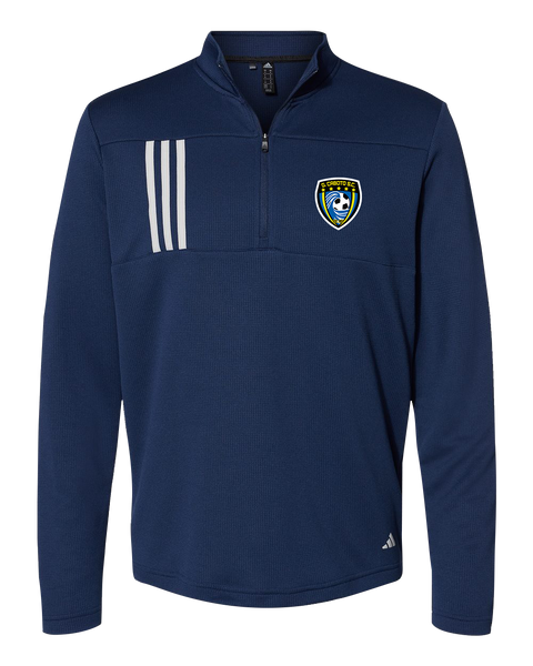 Caboto Soccer Club Mens' Adidas® 3-Stripes Double Knit Quarter-Zip Pullover with Printed Logo