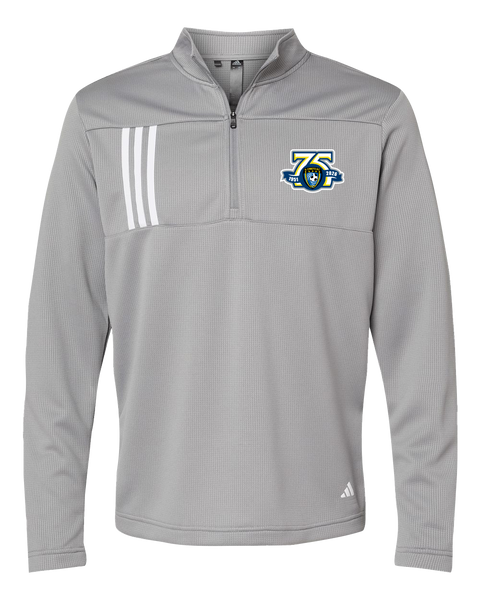 Caboto Soccer Club 75th Anniversary Mens' Adidas® 3-Stripes Double Knit Quarter-Zip Pullover with Printed Logo