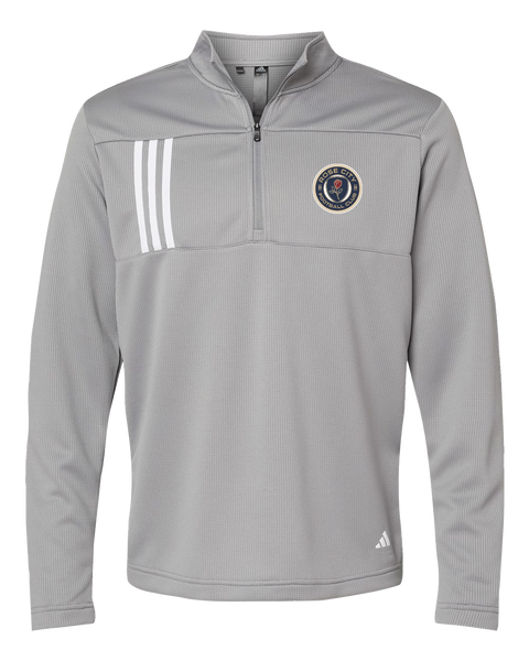 Rose City Football Club Mens' Adidas® 3-Stripes Double Knit Quarter-Zip Pullover with Printed Logo