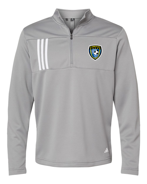 Caboto Soccer Club Mens' Adidas® 3-Stripes Double Knit Quarter-Zip Pullover with Printed Logo