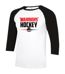 Warrior Hockey Adult Two Toned Baseball T-Shirt with Printed Logo