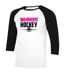 Warrior Hockey Ladies Pink Adult Two Toned Baseball T-Shirt with Printed Logo