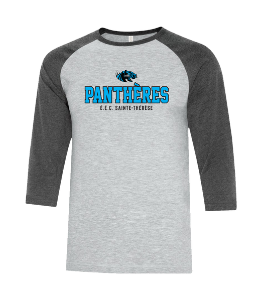 Pantheres Adult Two Toned Baseball T-Shirt with Printed Logo