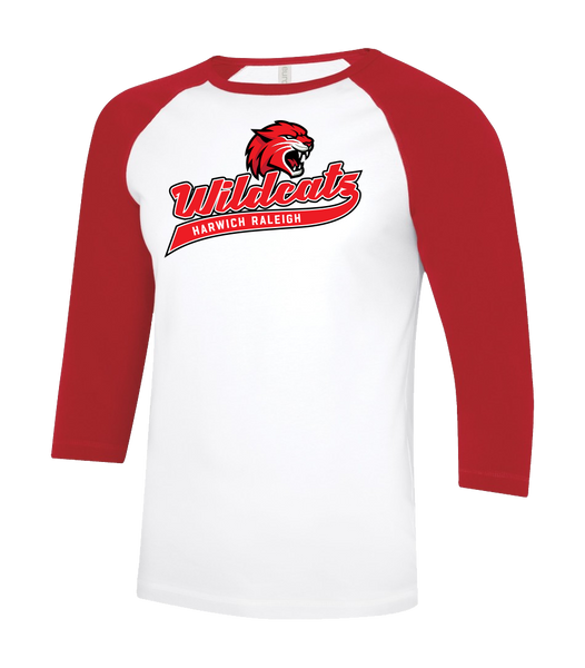 Harwich Raleigh Wildcats Script Youth Two Toned Baseball T-Shirt with Printed Logo