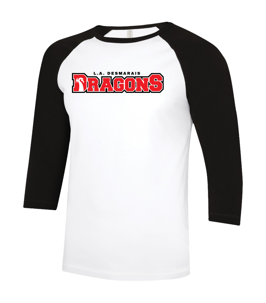 LAD Dragons Adult Two Toned Baseball T-Shirt with Printed Logo