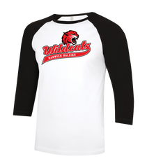 Harwich Raleigh Wildcats Script Youth Two Toned Baseball T-Shirt with Printed Logo