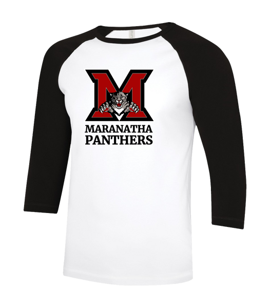 Maranatha Panthers Adult Two Toned Baseball T-Shirt with Printed Logo