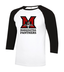 Maranatha Panthers Adult Two Toned Baseball T-Shirt with Printed Logo