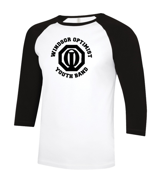 Windsor Optimist Band Youth Two Toned Baseball T-Shirt with Printed Logo
