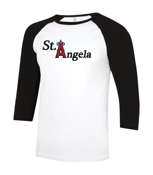 St. Angela Youth Two Toned Baseball T-Shirt with Printed Logo