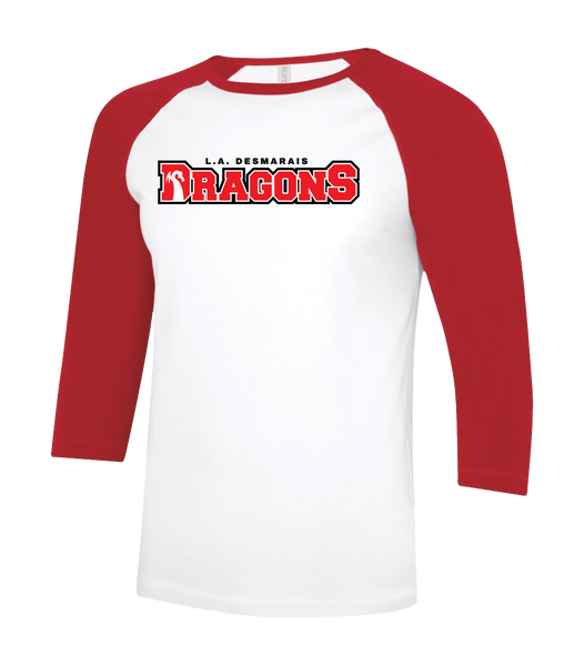 LAD Dragons Adult Two Toned Baseball T-Shirt with Printed Logo