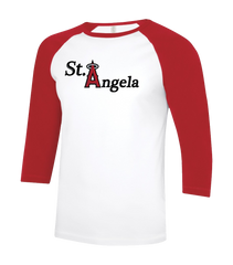 St. Angela Adult Two Toned Baseball T-Shirt with Printed Logo