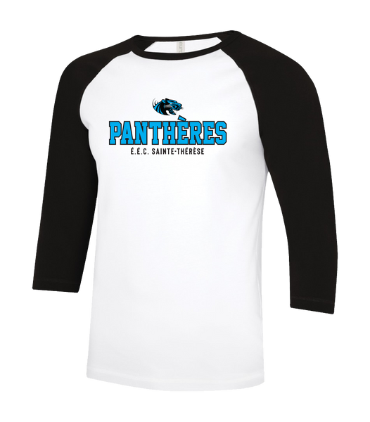 Pantheres Adult Two Toned Baseball T-Shirt with Printed Logo