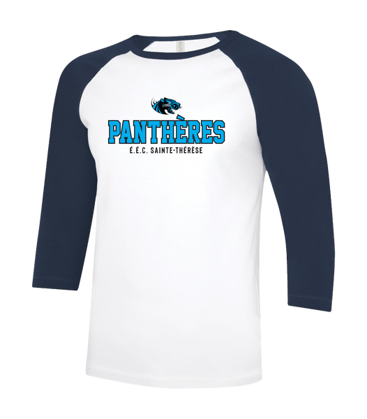 Pantheres Adult Two Toned Baseball T-Shirt with Printed Logo