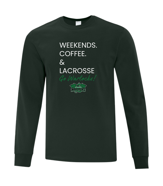 Windsor Warlocks Weekends. Coffee & Lacrosse Youth Cotton Long Sleeve