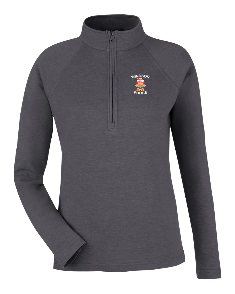 Windsor Police Ladies Quarter-Zip Pullover Black Melange with Embroidered Logo
