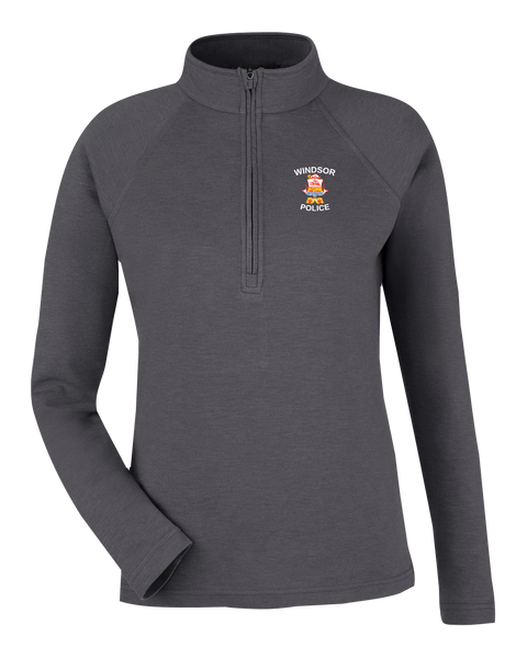 Windsor Police Ladies Quarter-Zip Pullover Black Melange with Embroidered Logo