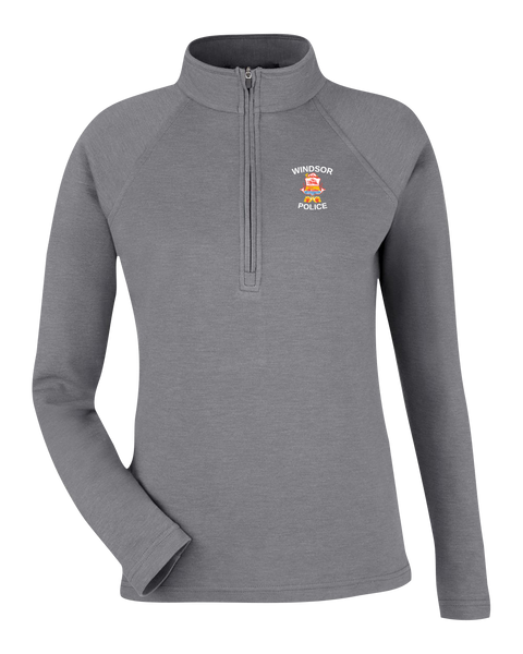 Windsor Police Ladies Quarter-Zip Pullover Graphite Melange with Embroidered Logo