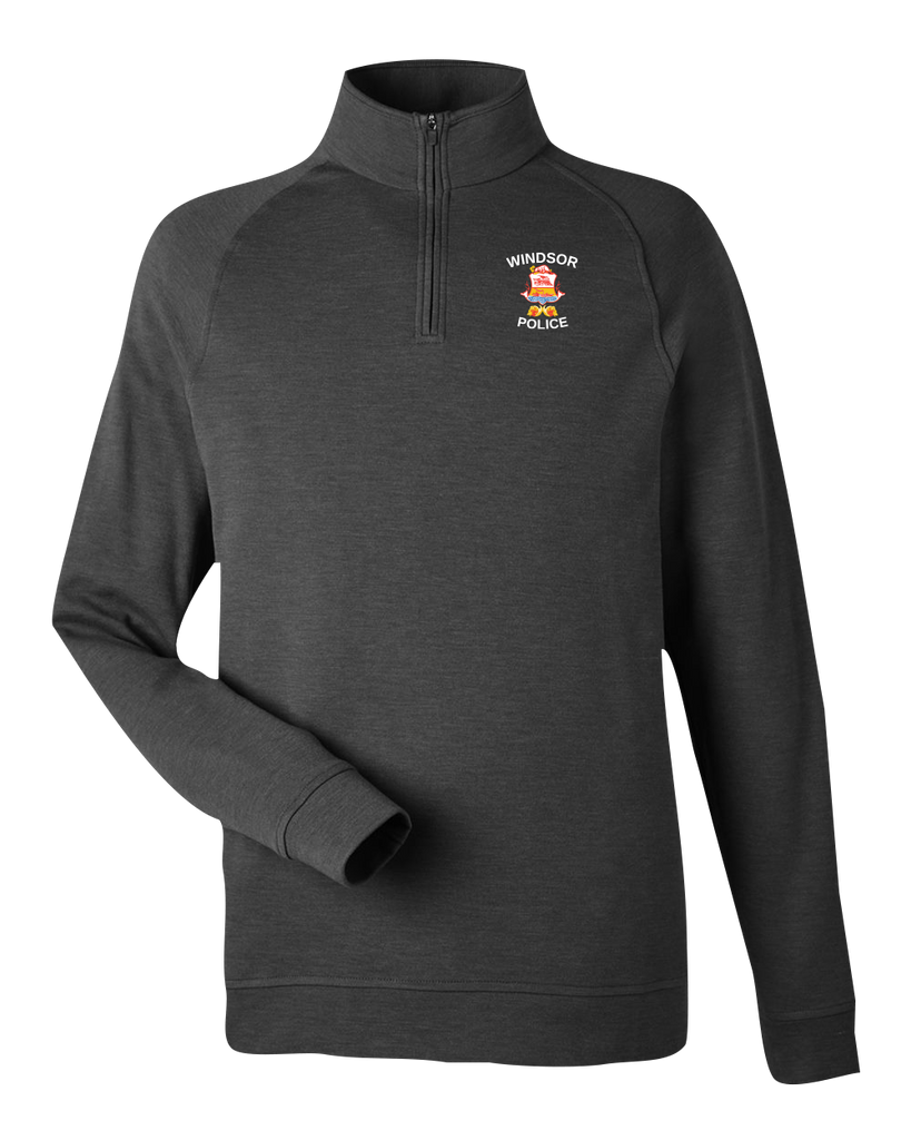 Windsor Police Adult Quarter-Zip Pullover Black Melange with Embroidered Logo
