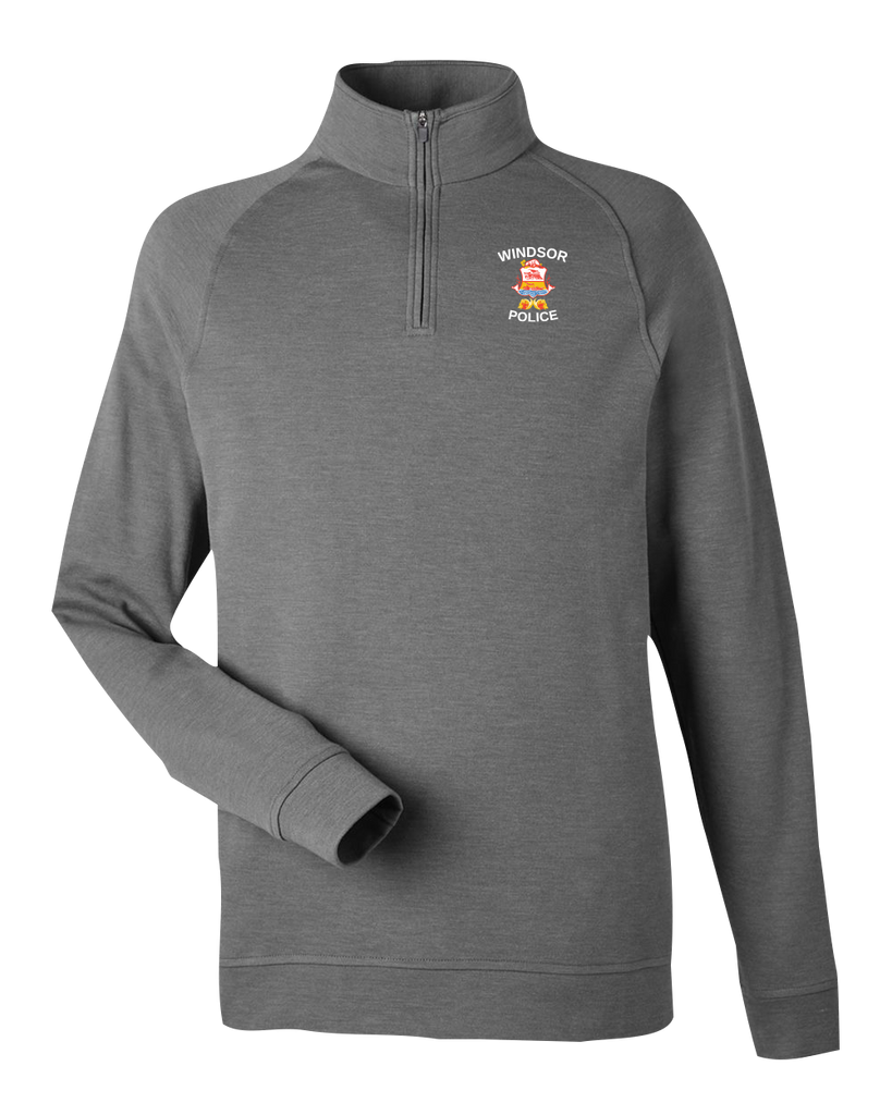 Windsor Police Adult Quarter-Zip Pullover Graphite Melange with Embroidered Logo