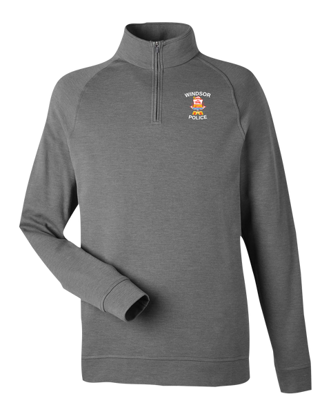 Windsor Police Adult Quarter-Zip Pullover Graphite Melange with Embroidered Logo