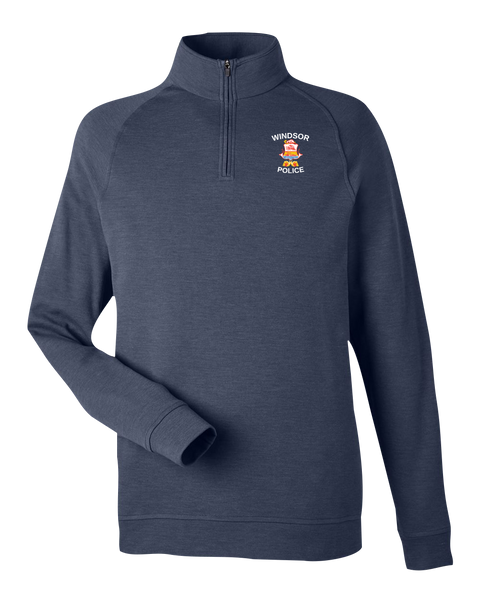 Windsor Police Adult Quarter-Zip Pullover Navy Melange with Embroidered Logo